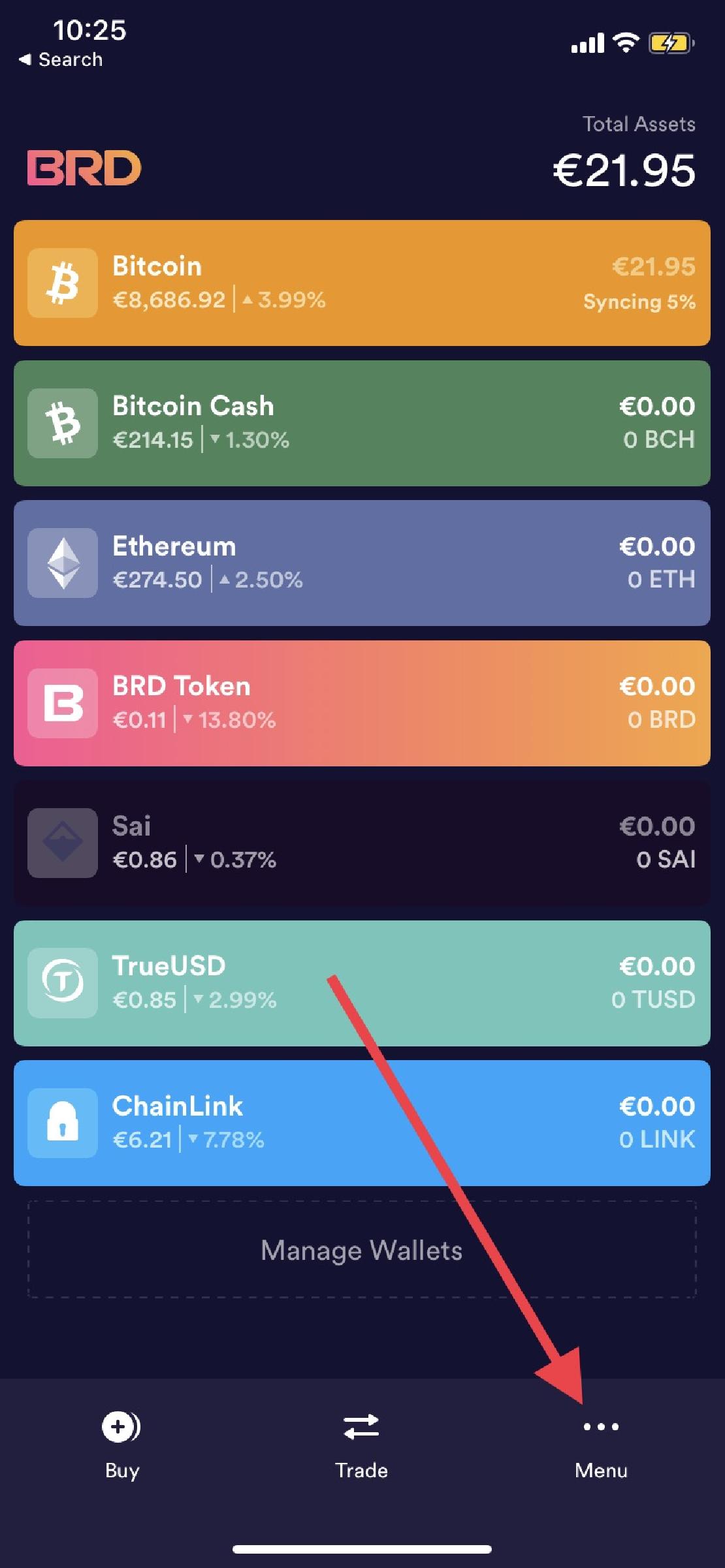 BRD Wallet főoldala. 